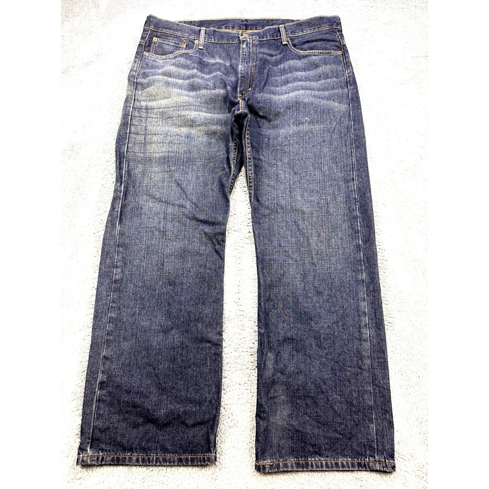Levis 569 Jeans Men 42x32 Black Loose Baggy Straight Whisker Distress Denim